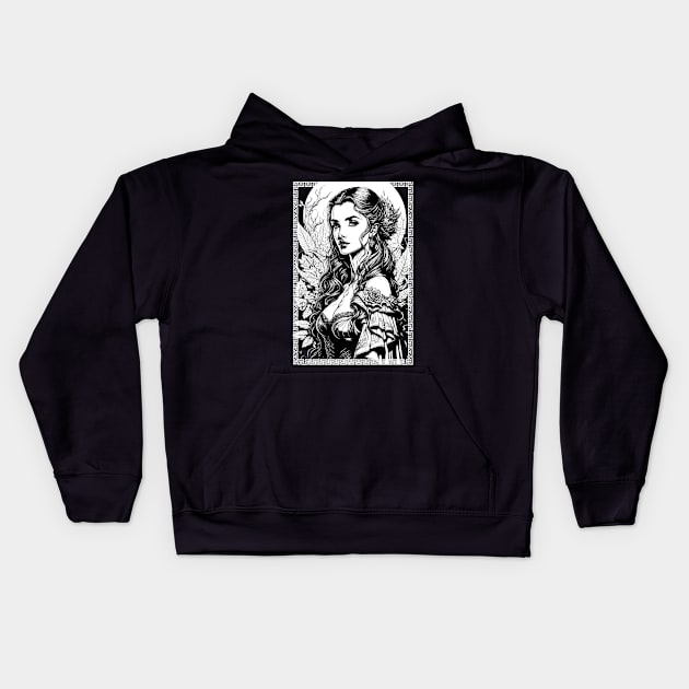 Black and White Mother Nature Framed Kids Hoodie by DeathAnarchy